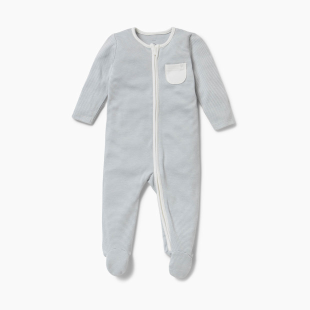 MORI Clever Zip Baby Pajamas - Blue Stripe, Nb.