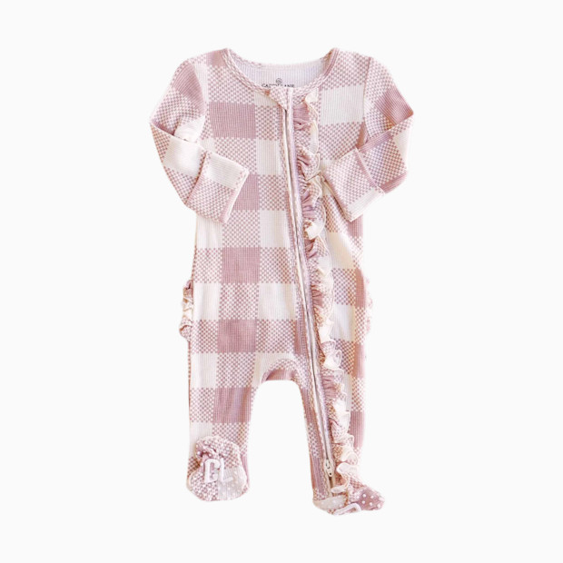 Caden Lane Bamboo Waffle Ruffle Zipper Footie.