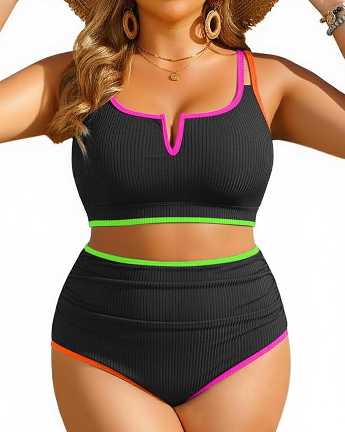 Yonique Plus Size High Waisted Bikini.