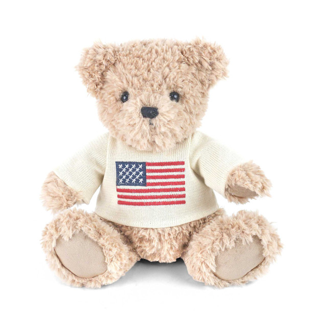 Plush Teddy Bear with American Flag Sweater.