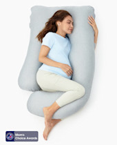 Momcozy Pregnancy Pillows with Cooling Cover, U-Shaped Full Body Maternity Pillow for Side Sleepers 57 Inch - Support for Back, Hip, Belly, Legs for Pregnant Women