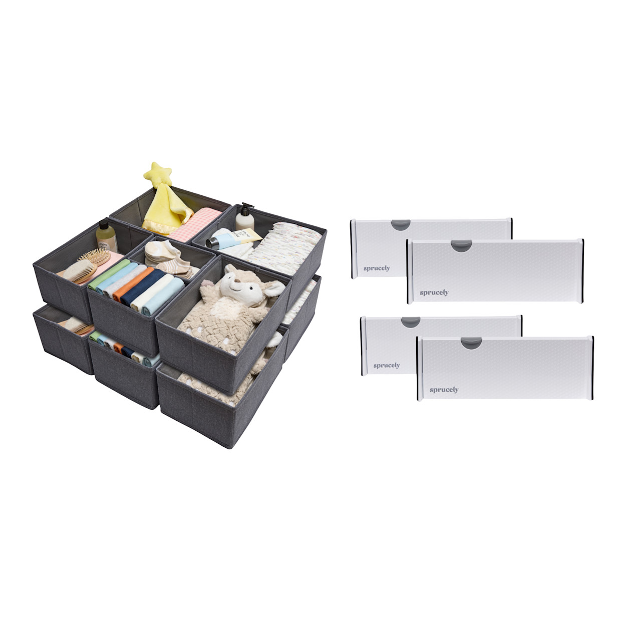 Sprucely Drawer Organization Bundle - Grey.