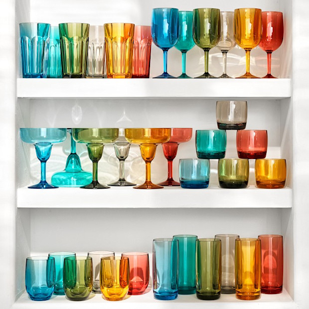 DuraClear Outdoor Multicolored Osteria Bordeaux Glasses.