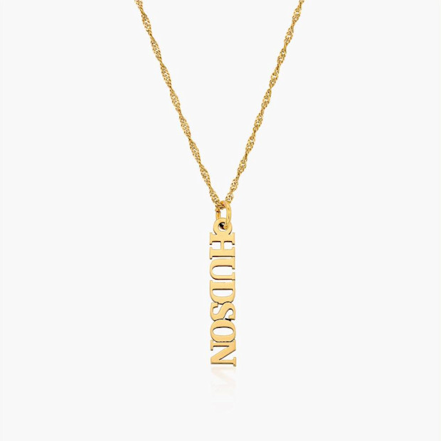 Oak and Luna Singapore Chain Name Necklace - 10k Solid Gold.