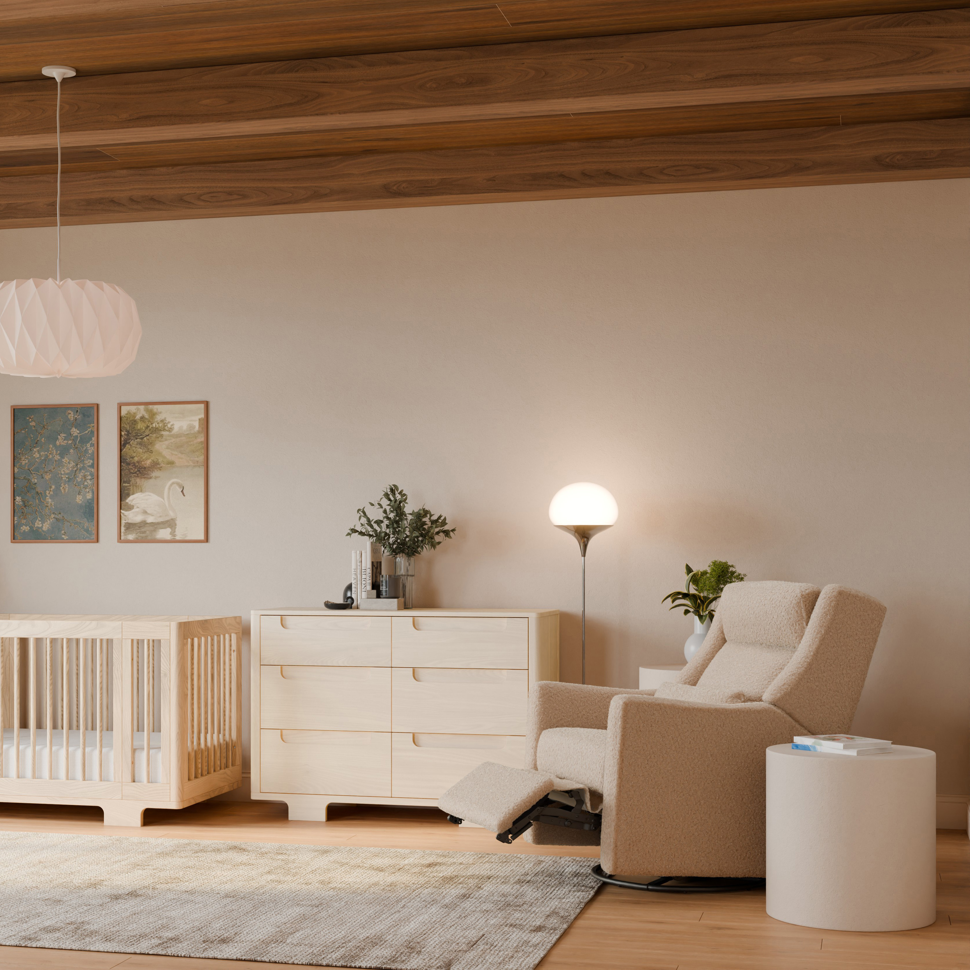 babyletto Kiwi Plus Power Recliner and Swivel Glider - Chai Shearling.