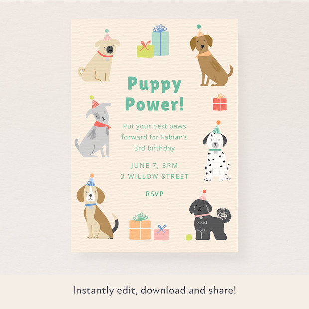 Meri Meri Puppy Download & Print Invitation.