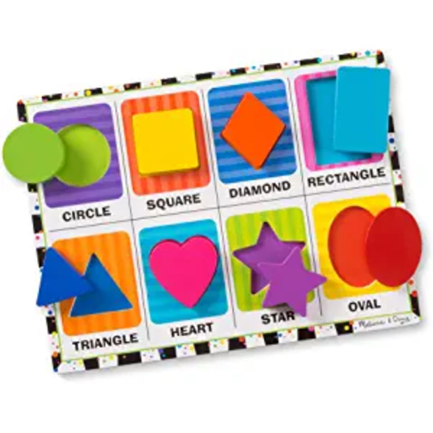 Melissa & Doug Wooden Shapes Chunky Puzzle.