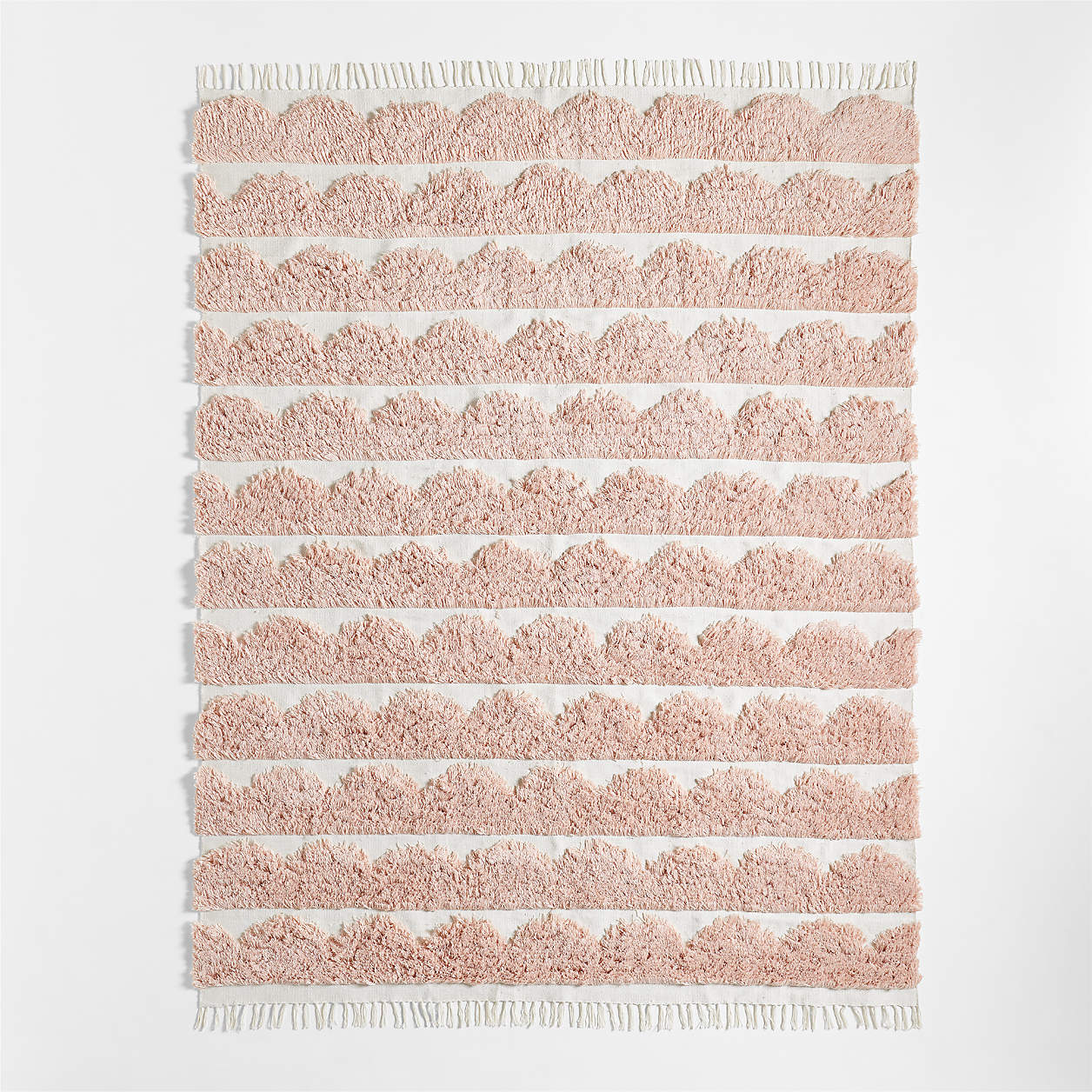 Hi/Low Scallop Elegant Pink Flatweave Area Rug.