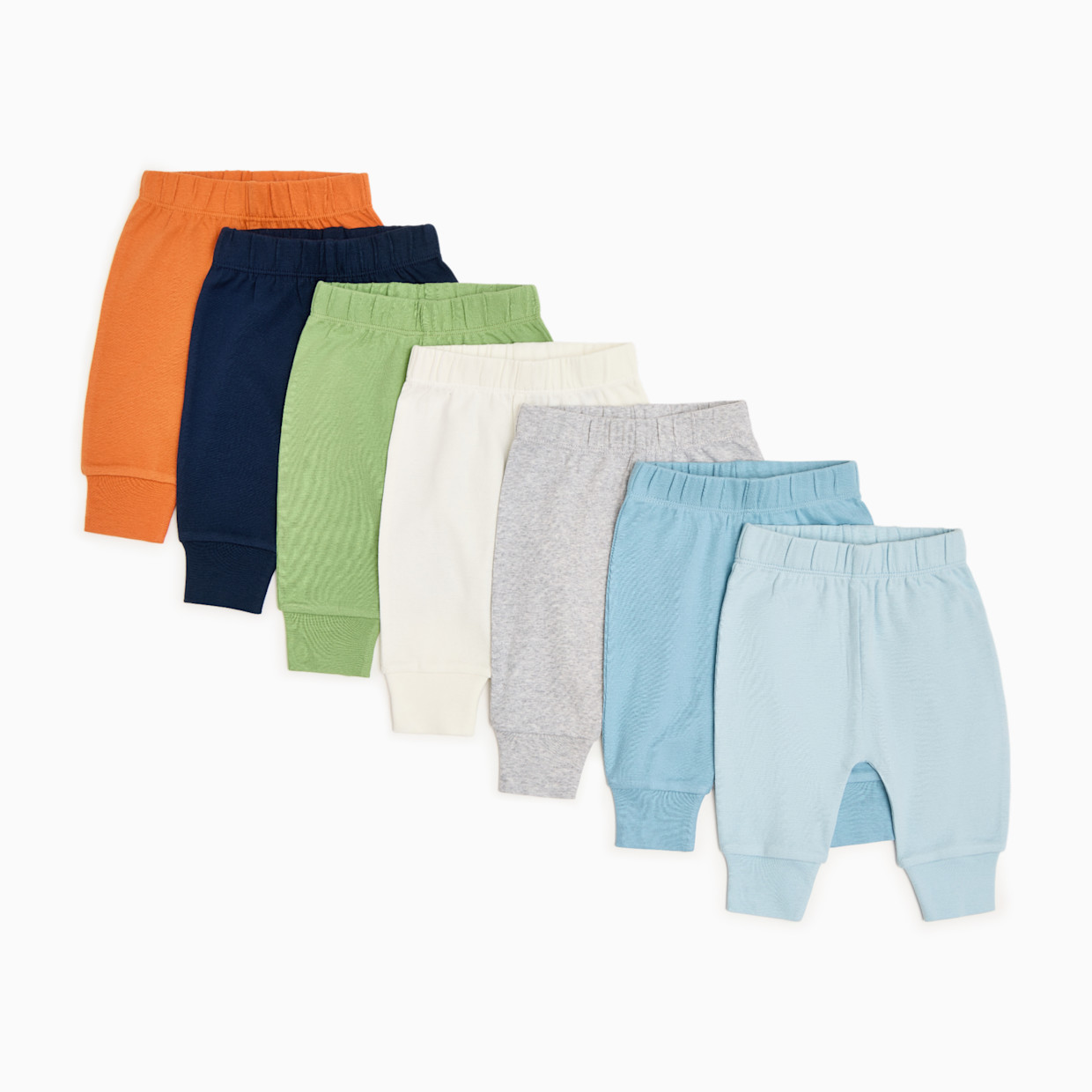 Small Story Organic Cotton Solid Everyday Pant (7 Pack) - Ocean Mix, 0-3 M.
