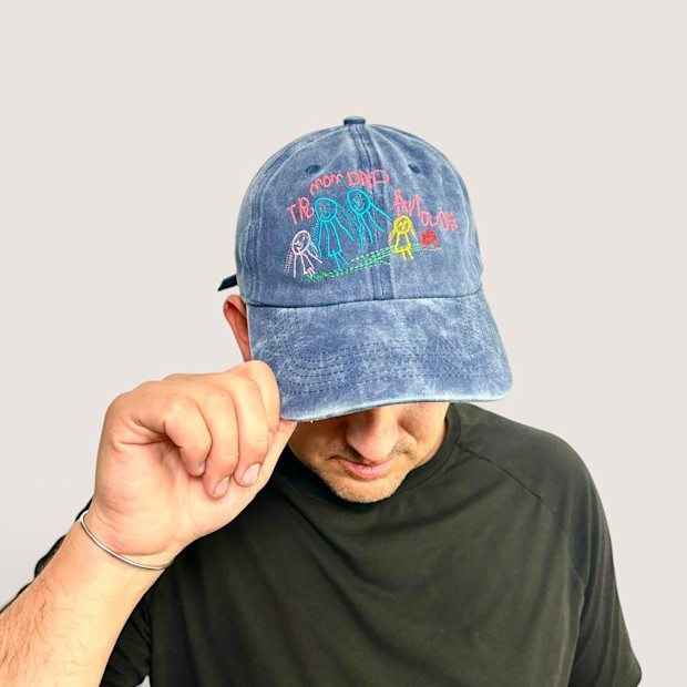 YouOweMeASodaCo Custom Kids Drawing Embroidered Washed Cotton Dad Hat.