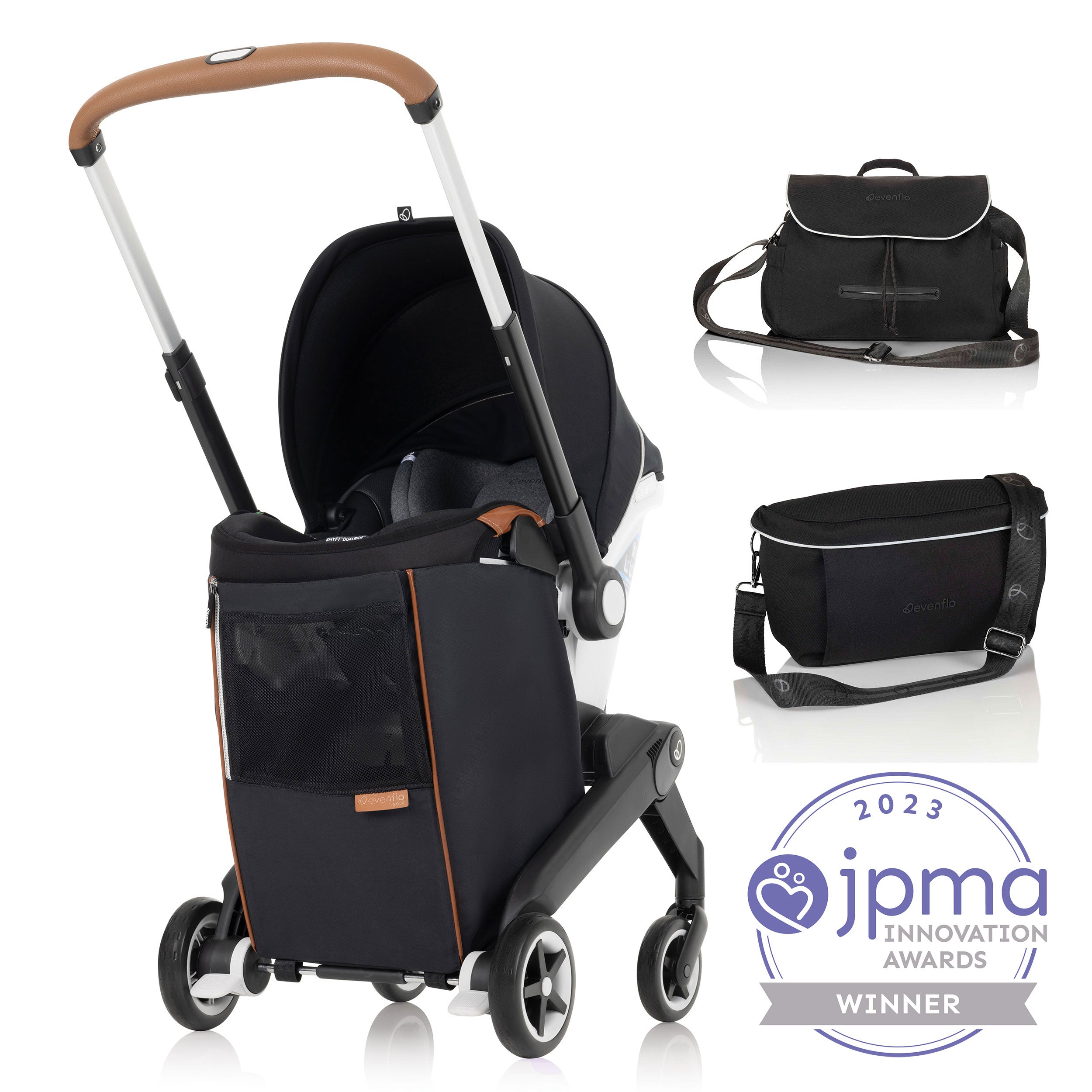 evenflo Shyft DualRide Infant Car Seat Stroller Combo with Carryall Storage &amp; Extended Canopy Bundle.