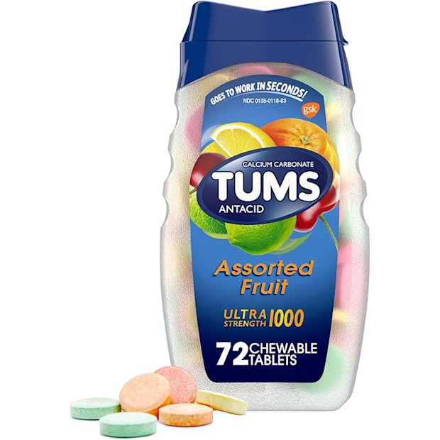 TUMS Ultra Strength Chewable Antacid Tablets for Heartburn Relief.