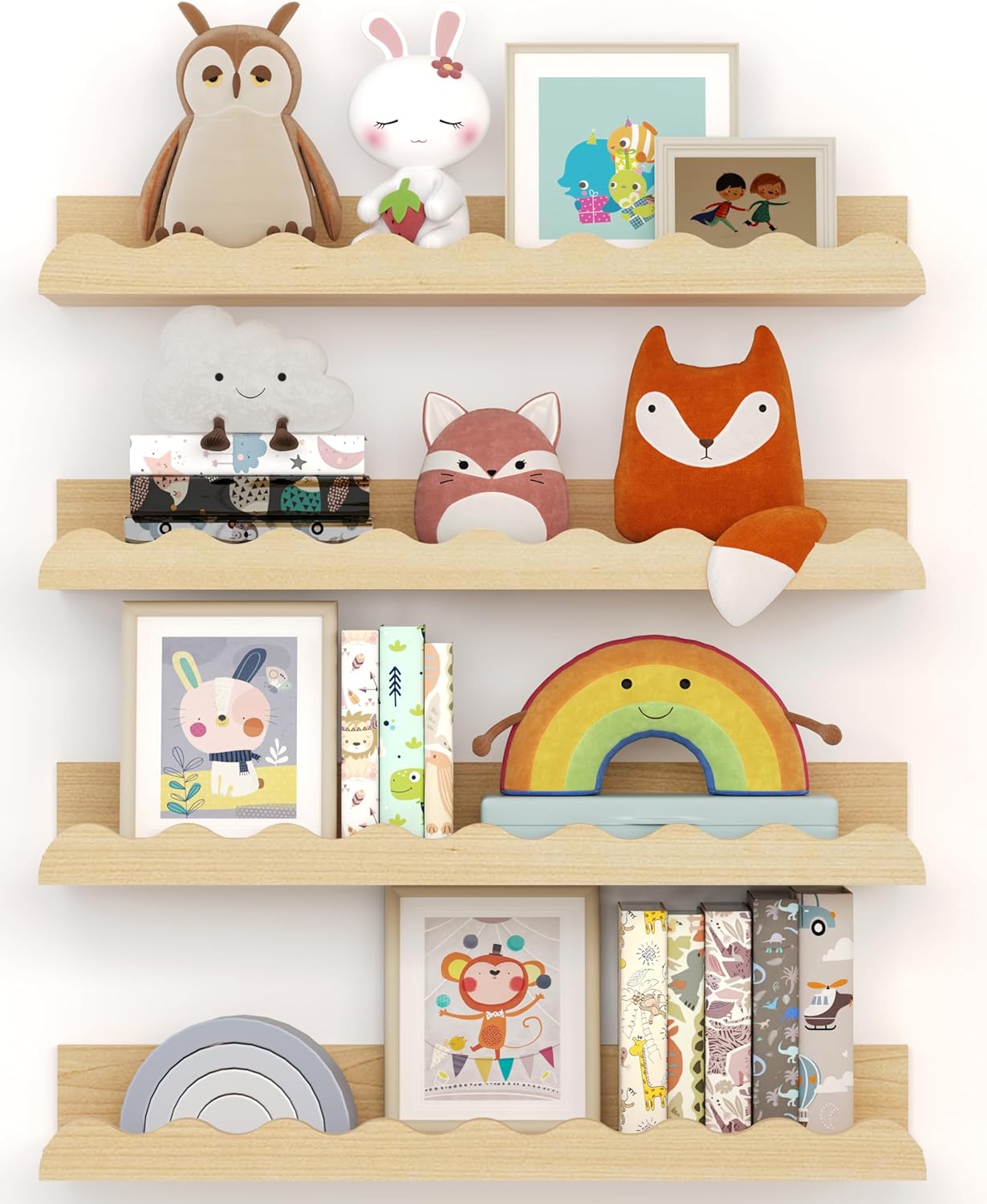 Wood Floating Nursery Book Shelves.