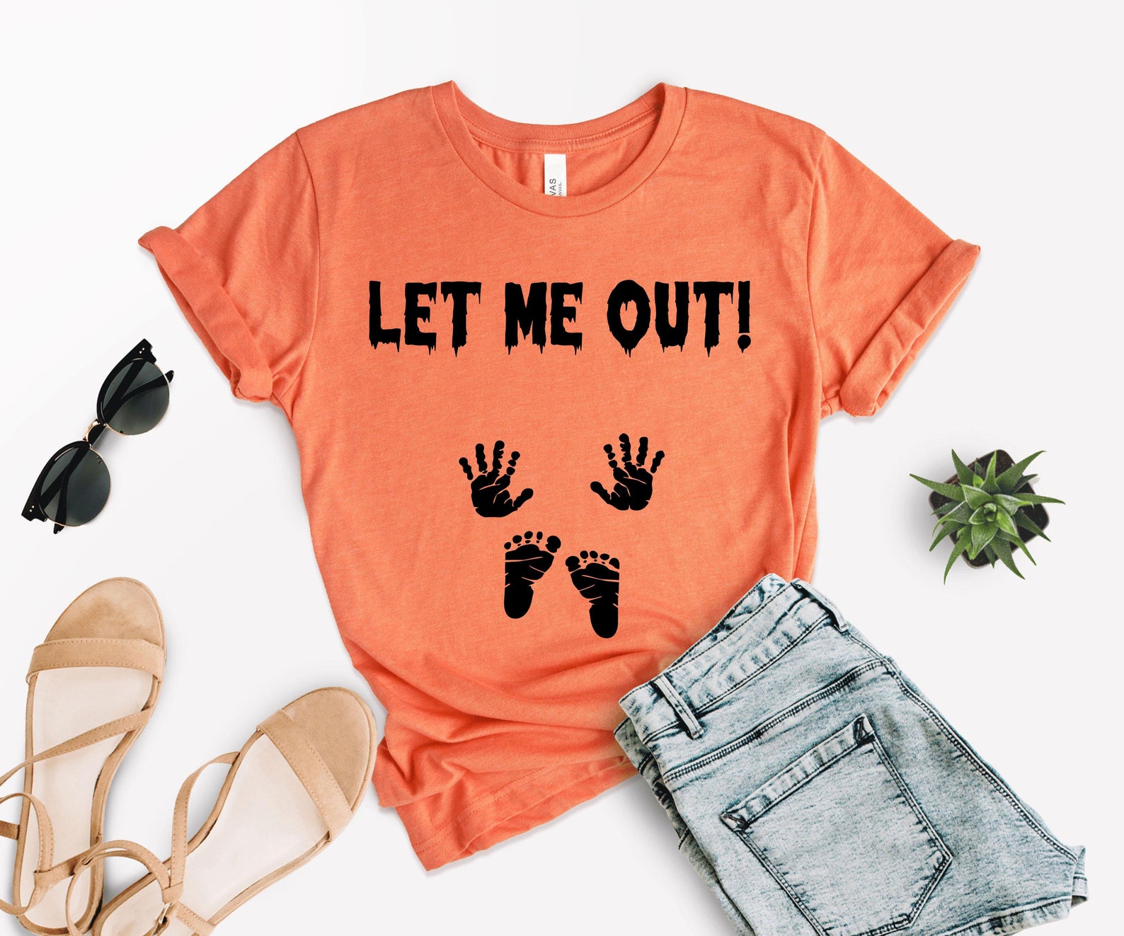 Halloween Pregnancy Let Me Out Shirt.