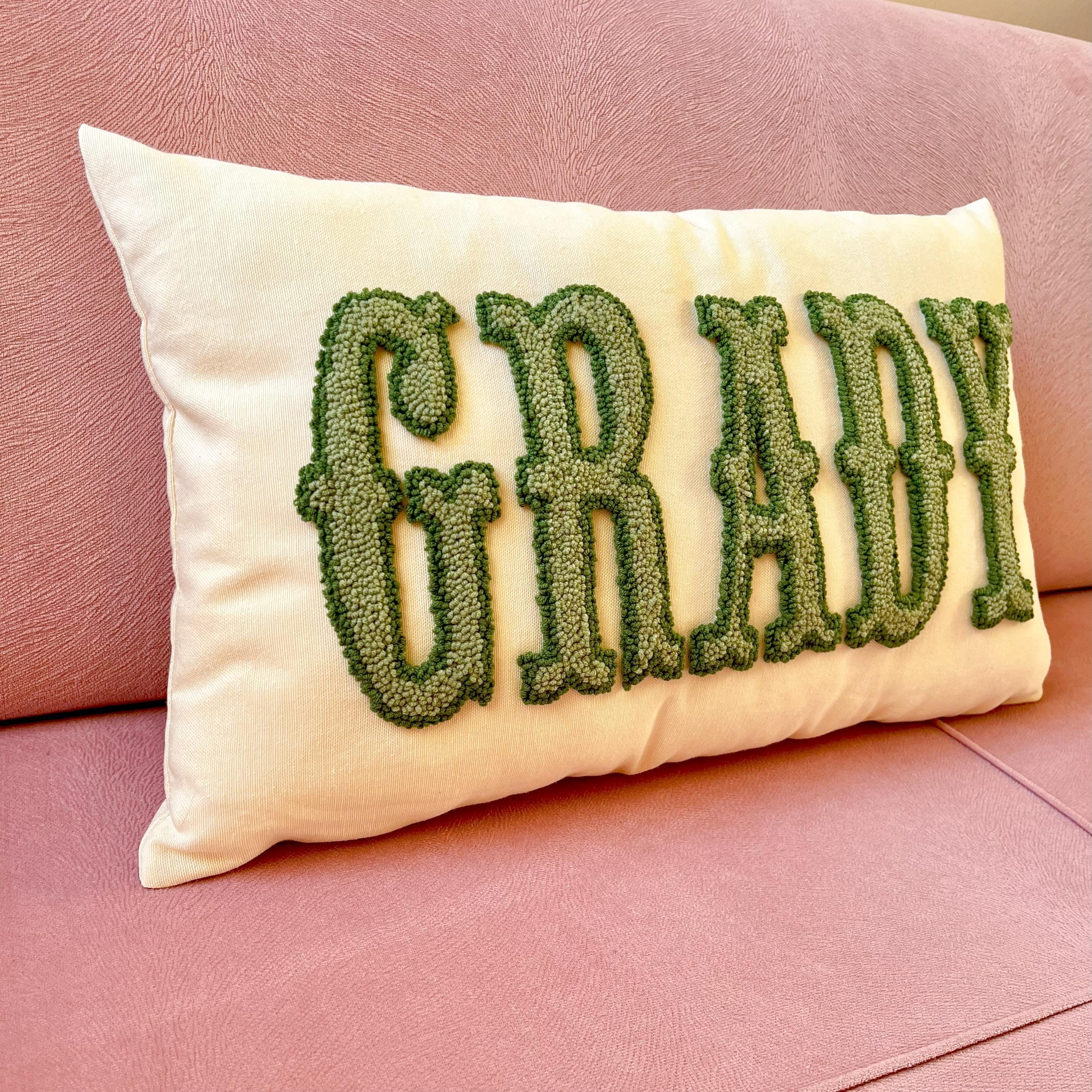 DIJIPARADISE Custom Punch Needle Monogram Name Pillow.