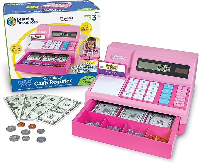 Learning Resources Pretend & Play Pink Calculator Cash Register.