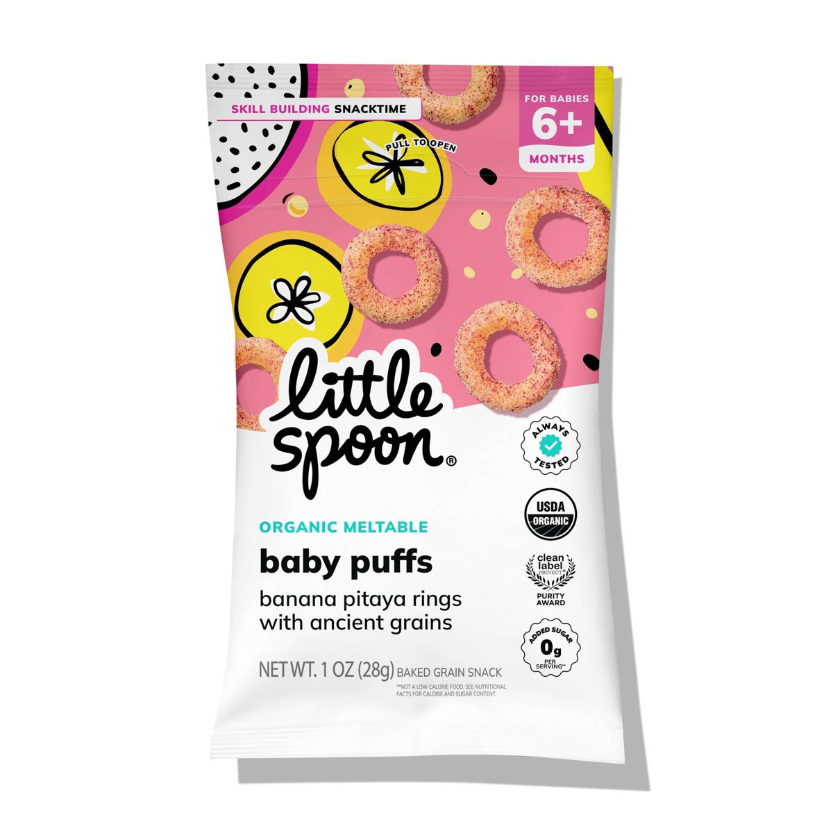 Organic Banana Pitaya Ring Baby Puffs.