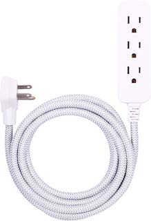 GE White Braided 3 Outlet 8 Ft Extension Cord - $10.85.