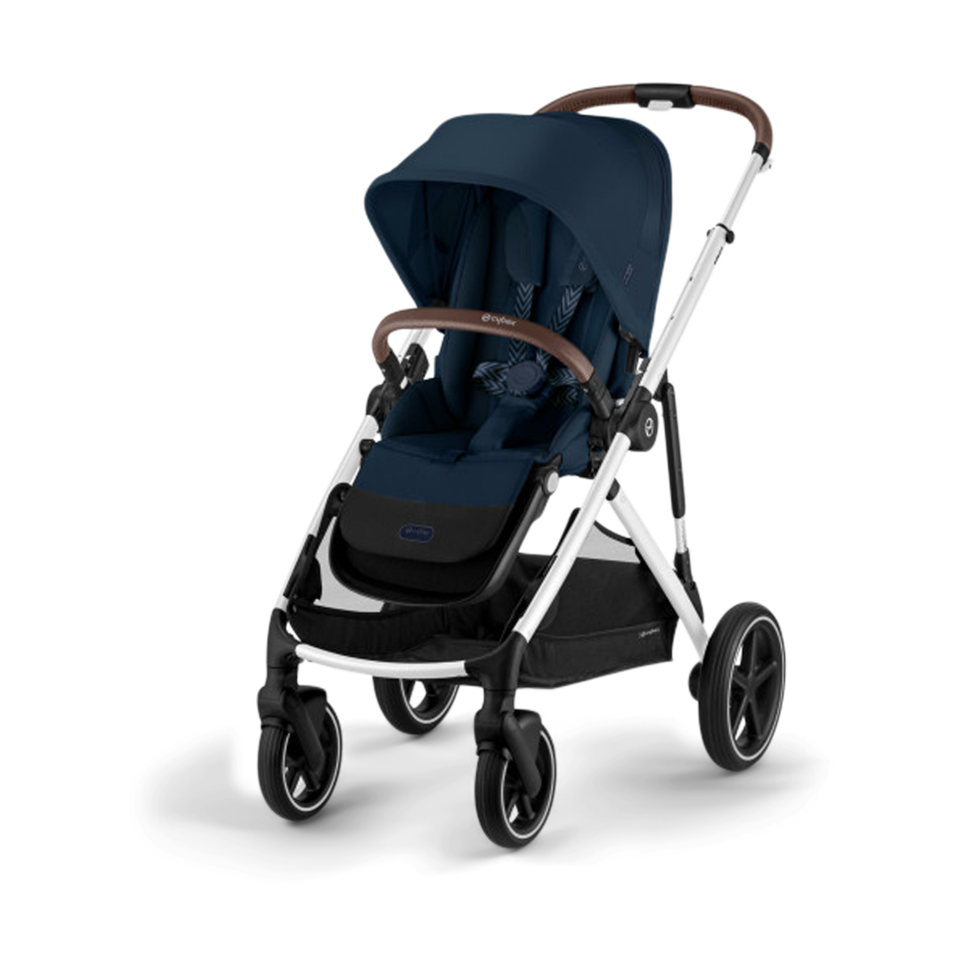 Cybex Gazelle S Single to Double Stroller + Cot Bundle - Ocean Blue/Silver Frame.
