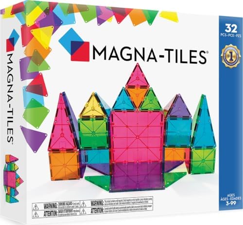 MAGNA-TILES Classic 32-Piece Magnetic Construction Set.