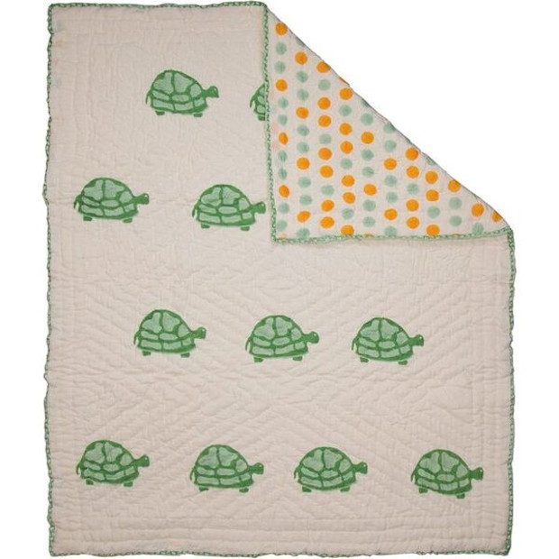 Naaya By Moonlight Green Turtle Organic Quilt.