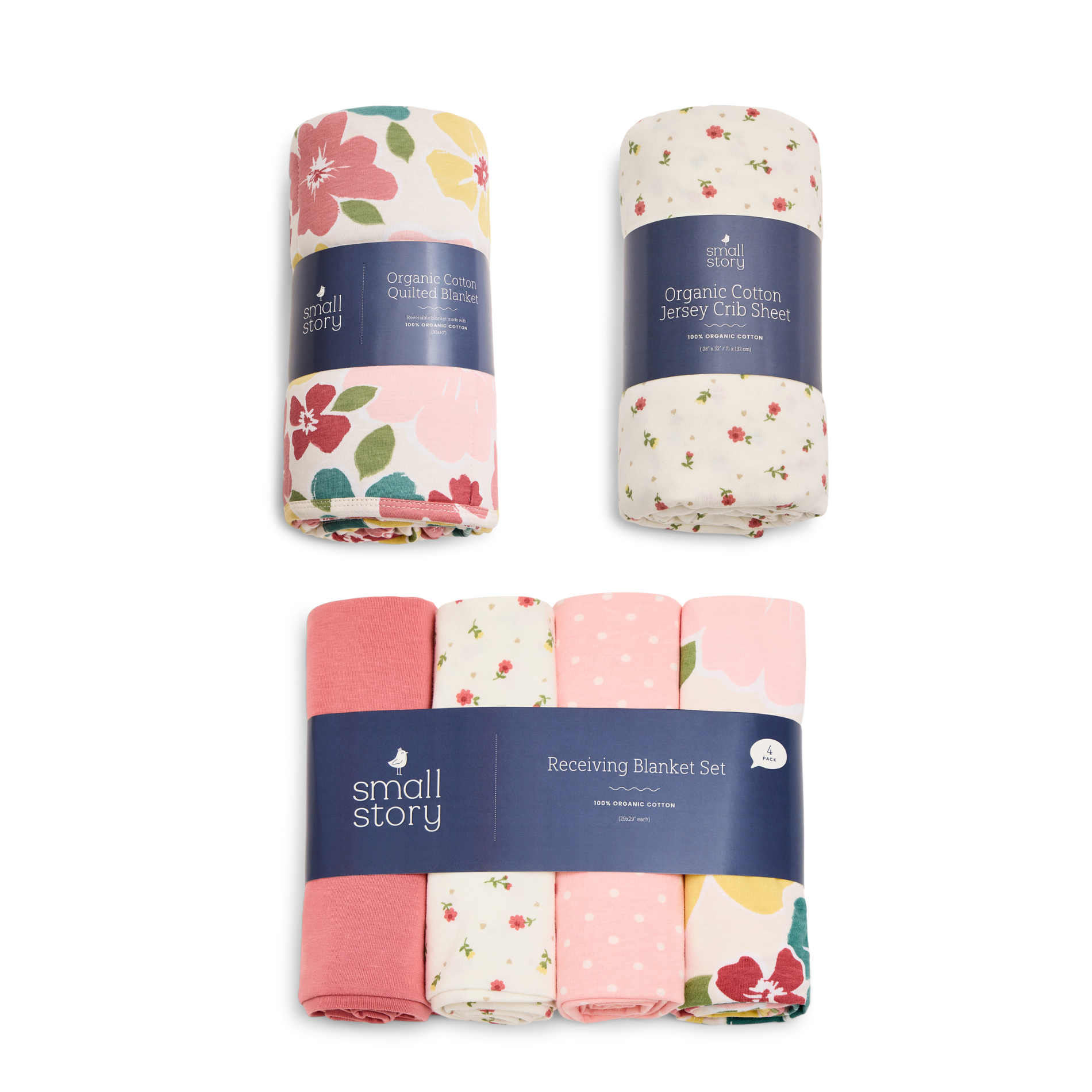 Small Story Organic Cotton Nursery Gift Set - Sweet Floral.