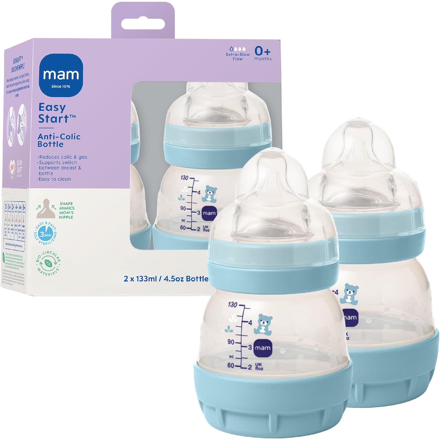 MAM Easy Start Anti-Colic Baby Bottle (4 Pack).