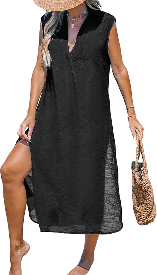 CUPSHE Sleeveless Midi Beach Dress Swimsuit Coverup.