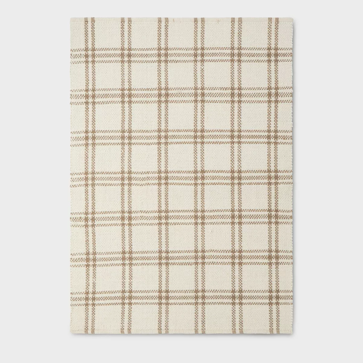 Cottonwood Handwoven Plaid Wool and Cotton Area Rug.