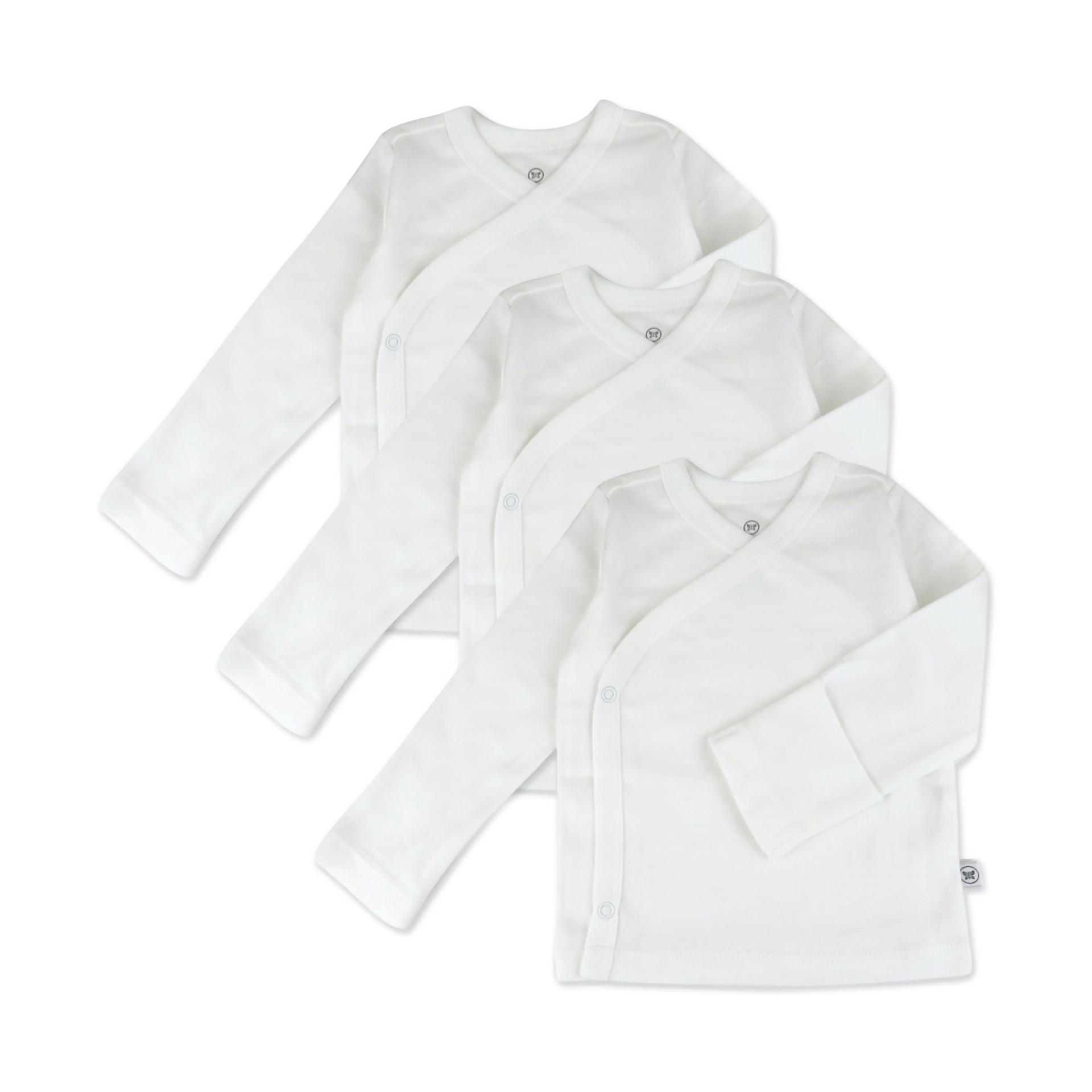 Honest Baby Clothing 3-Pack Organic Cotton Long Sleeve Side-Snap Tops.