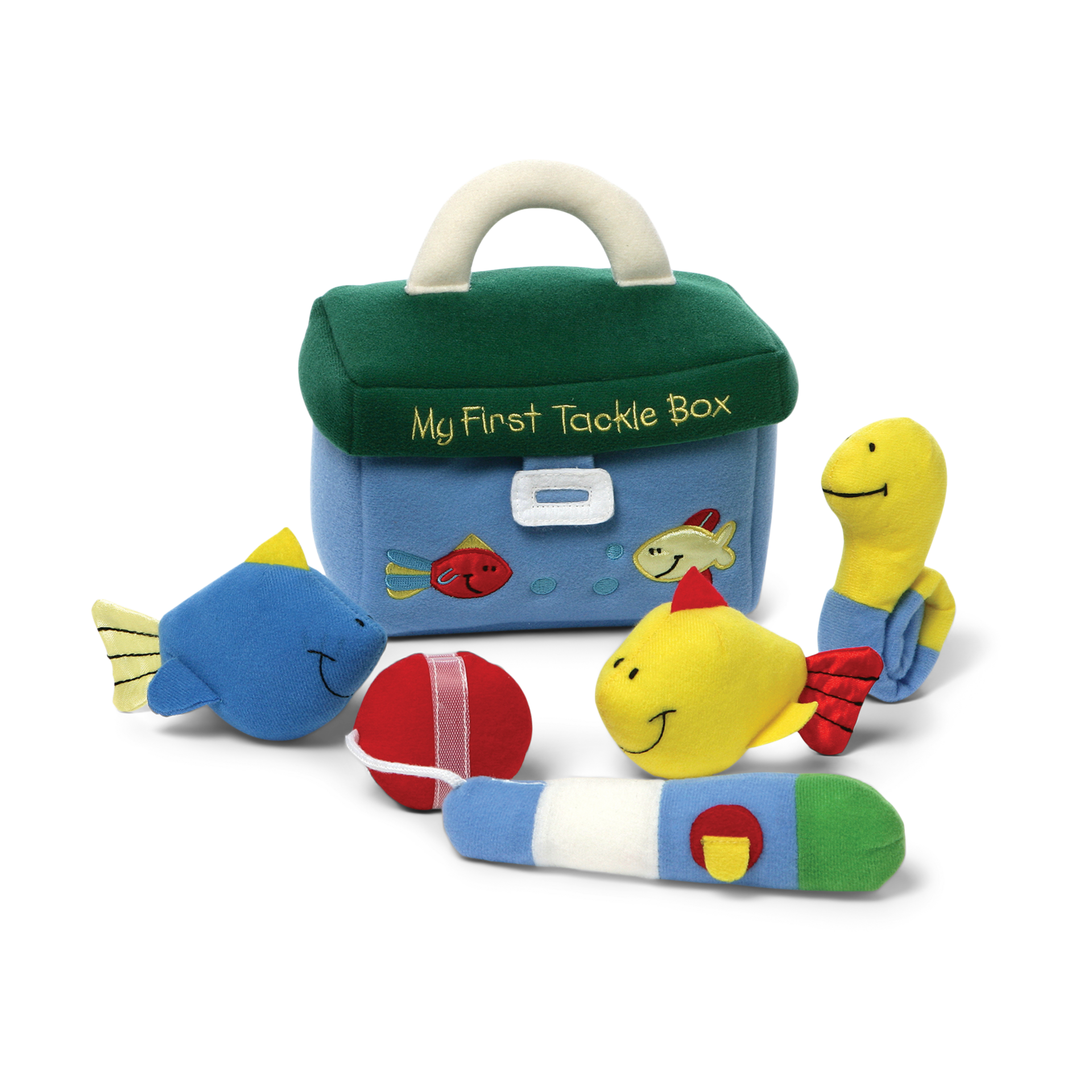 Baby GUND Play Soft Collection, My First Tackle Box 5-Piece Plush Playset with Rattle, Squeaker and Crinkle Plush Toys, Sensory Toy for Babies and Newborns, 8”