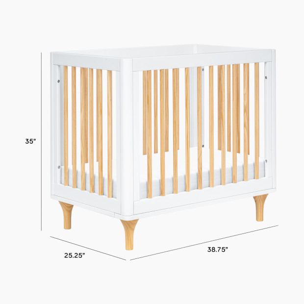 babyletto Lolly 4-in-1 Convertible Mini Crib and Twin Bed with Toddler Bed Conversion Kit - White / Natural.