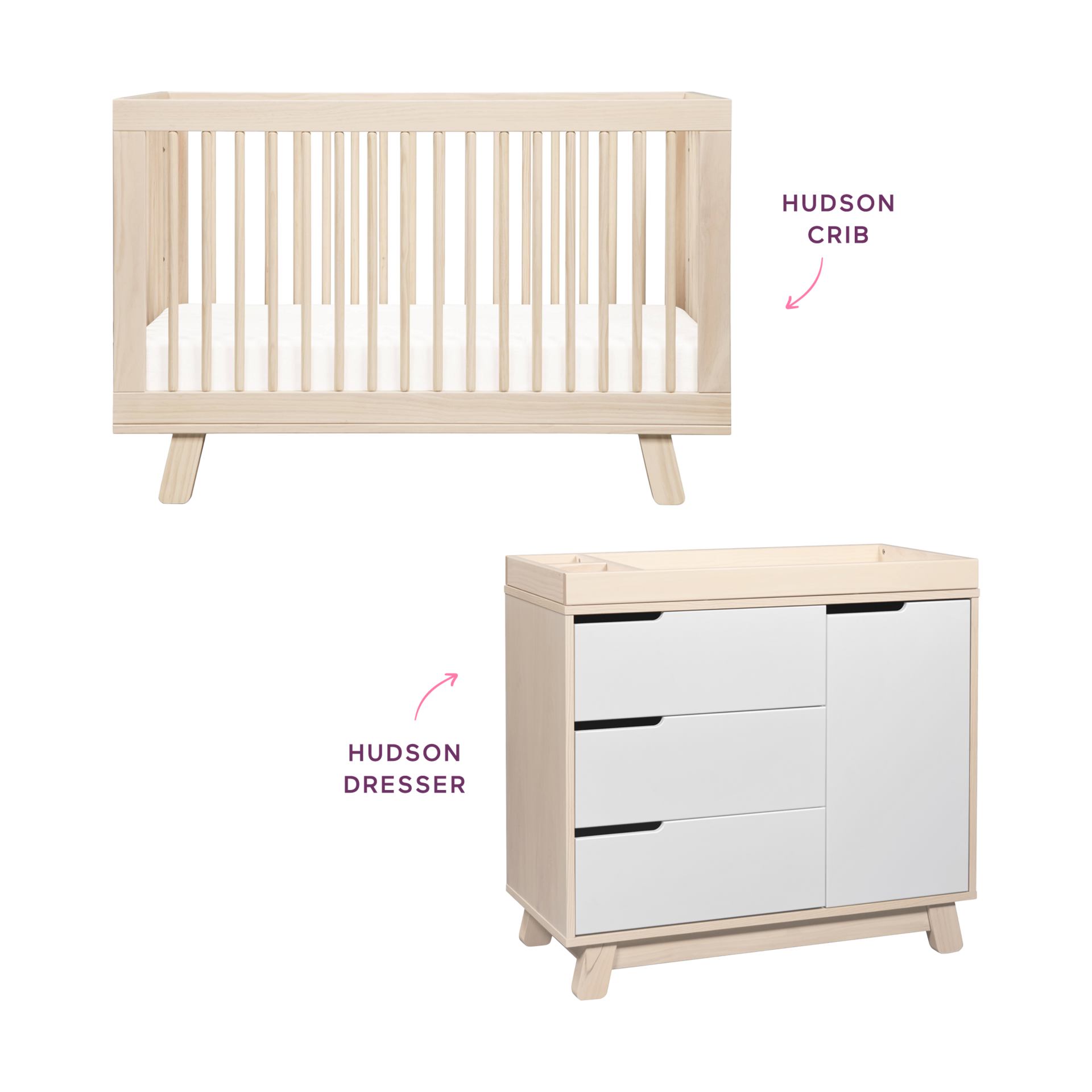 babyletto Hudson Crib & Hudson Dresser Bundle.