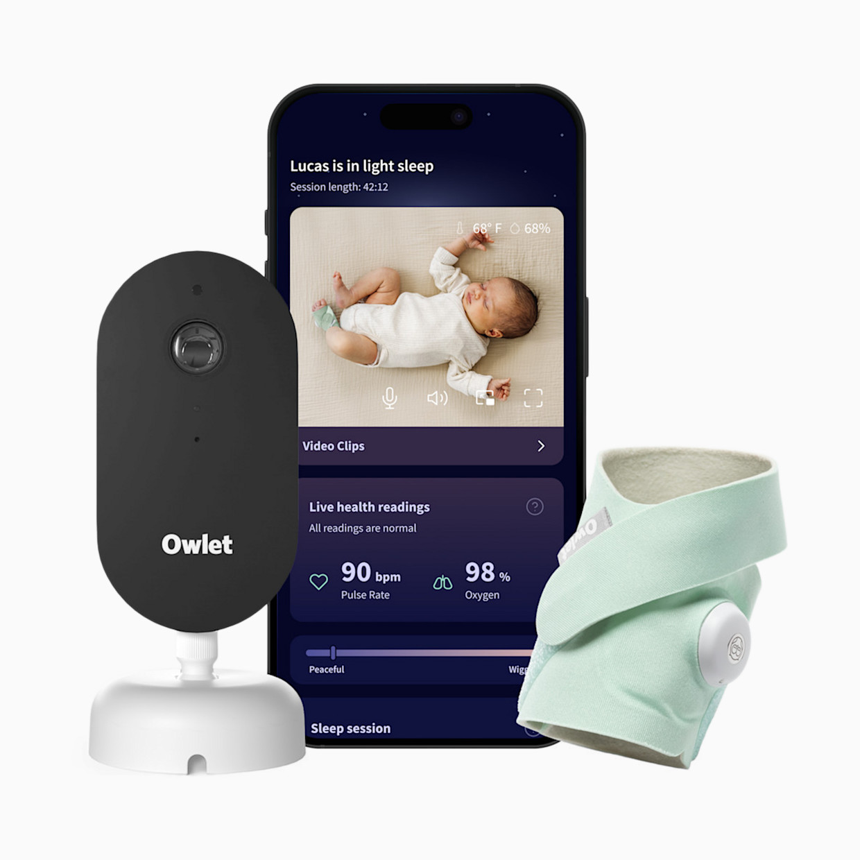 Owlet Dream Duo (Gen 3) Smart Baby Monitoring Bundle - Mint.
