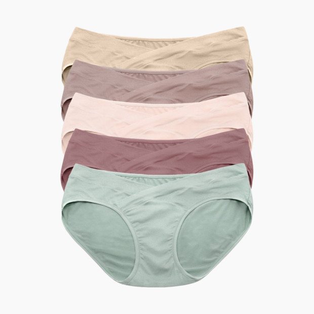 Kindred Bravely Under-the-Bump Maternity Bikini Underwear (5-Pack) - Pastels, Large.