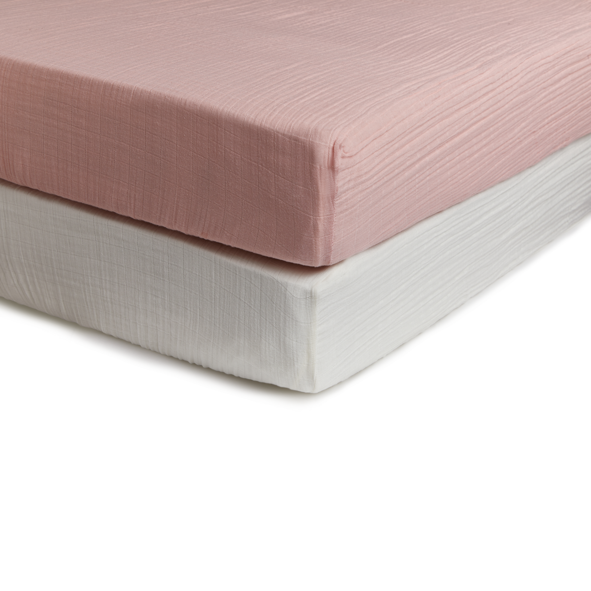 Soundly Organic Cotton Muslin Crib Sheet (2 Pack) - Crystal Rose/Snow White.