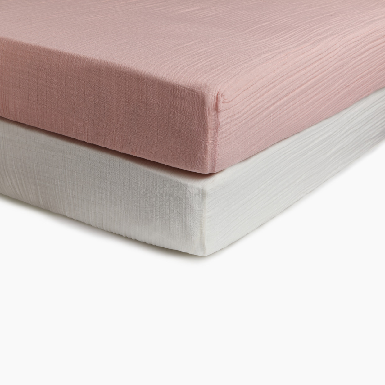 Soundly Organic Cotton Muslin Crib Sheet (2 Pack) - Crystal Rose/Snow White.