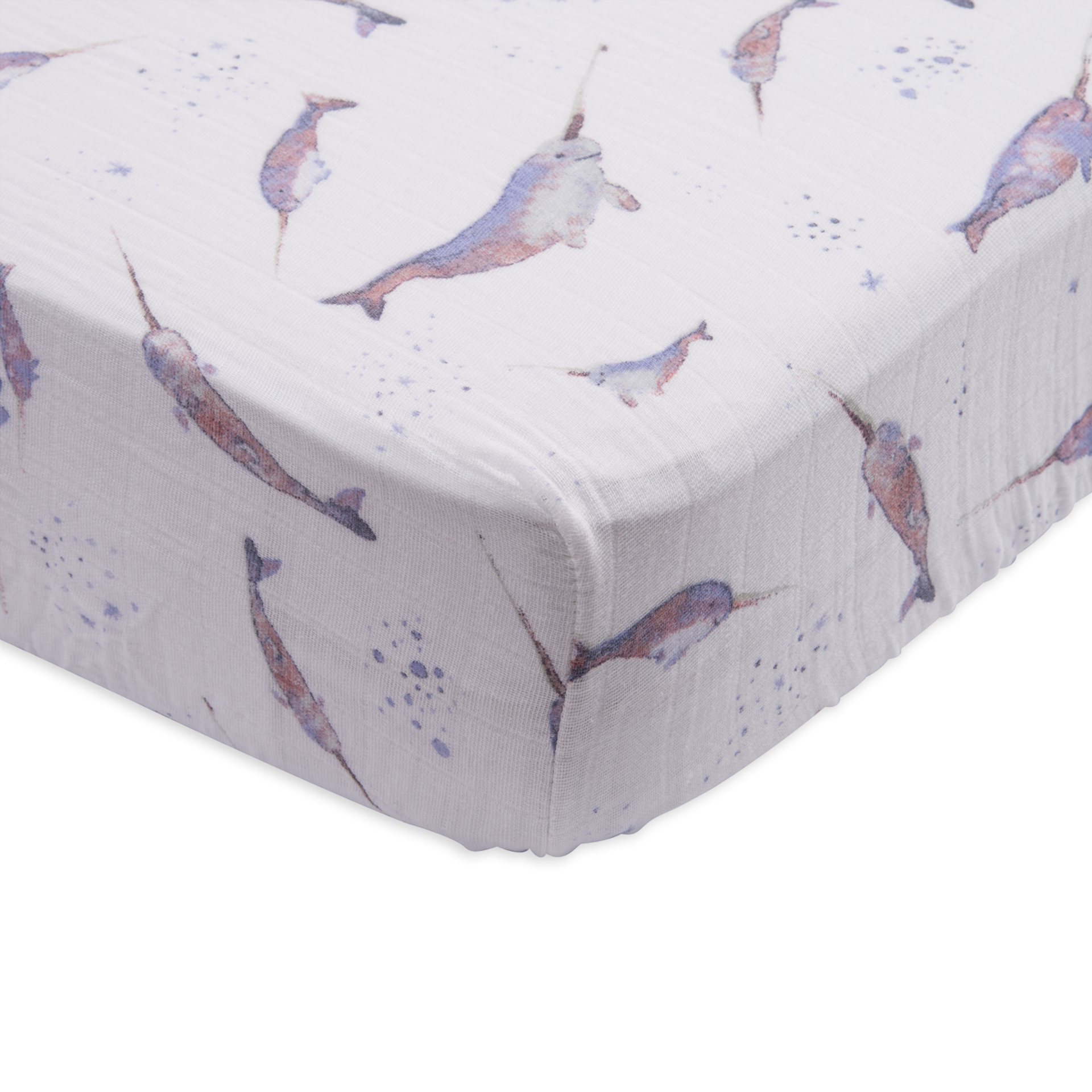 Little Unicorn Cotton Muslin Crib Sheet - Narwhal.