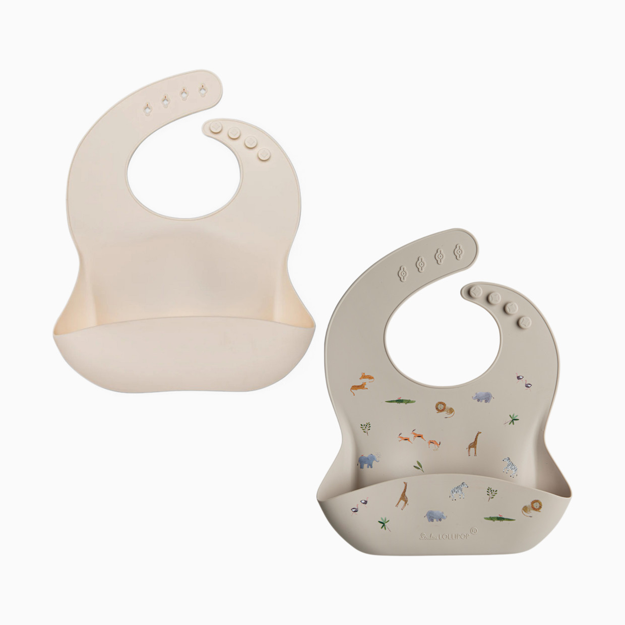Loulou Lollipop Silicone Bib - Safari/Coconut Milk, 2.
