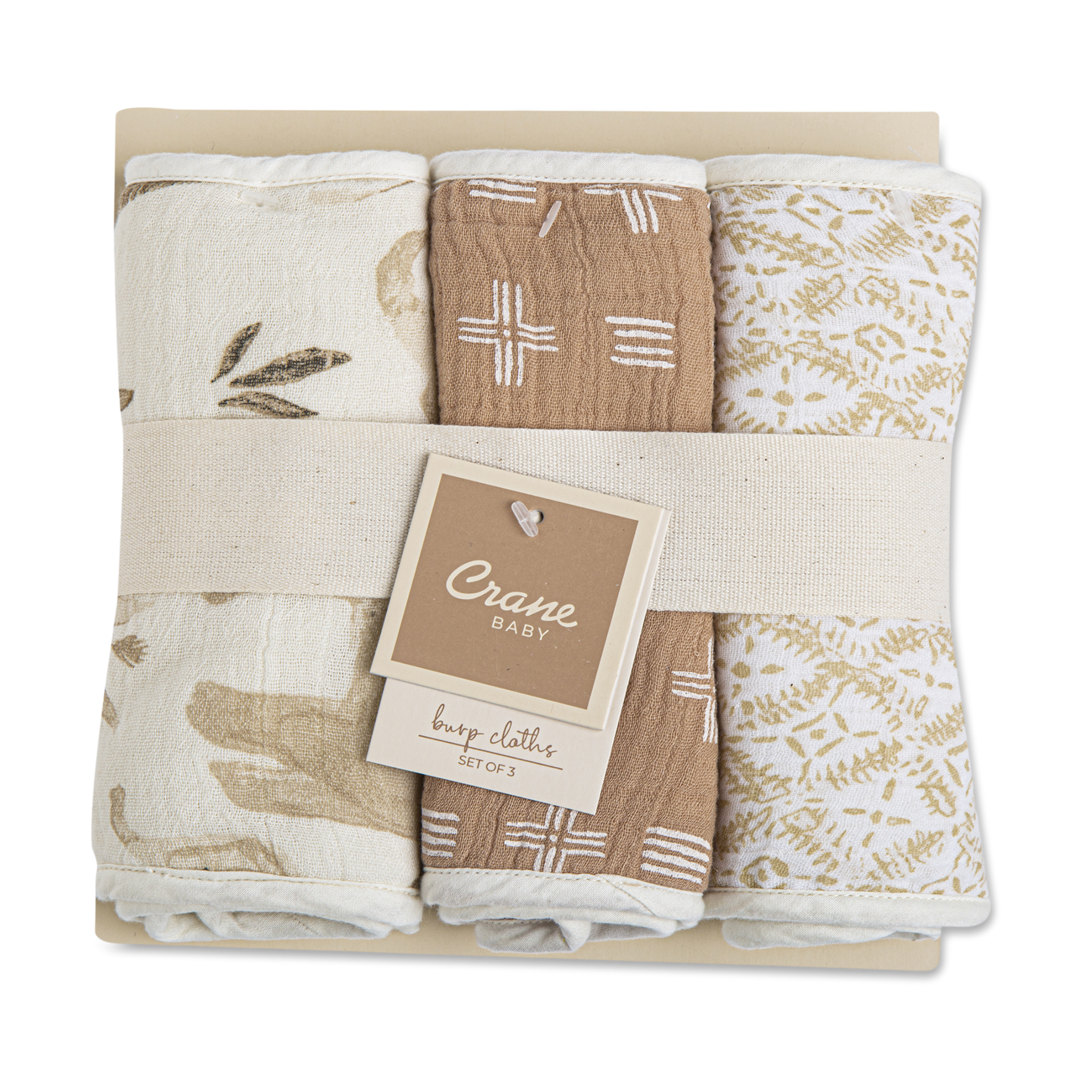 Crane Baby Cotton Muslin and Terry Burp Cloth Set (3 Pack) Kendi