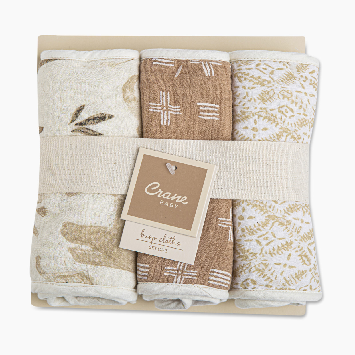 Crane Baby Cotton Muslin and Terry Burp Cloth Set (3 Pack) - Kendi.
