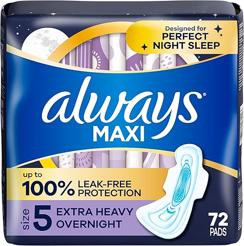 Always Maxi Overnight Pads with Wings.