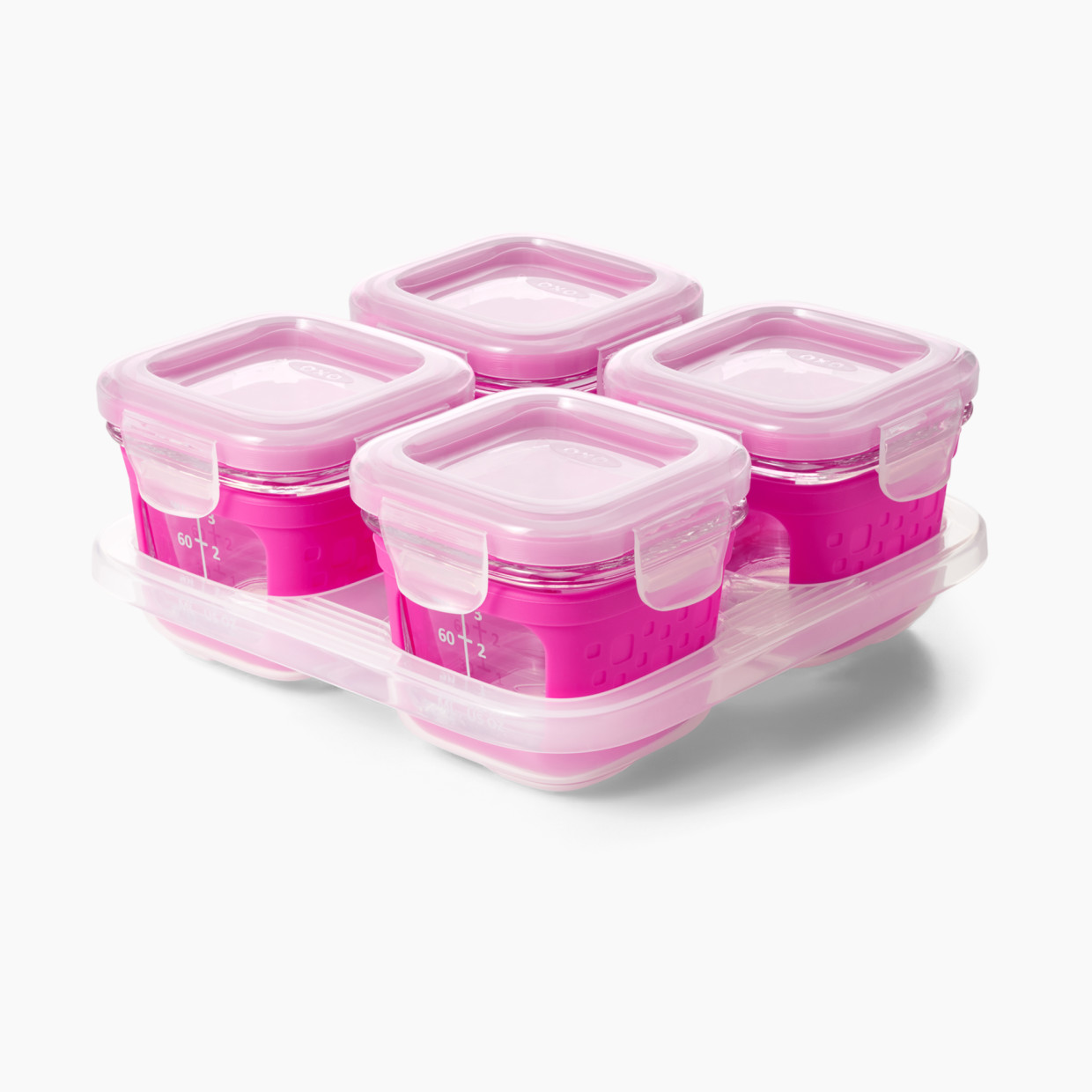 OXO Tot Glass Baby Blocks 4oz Storage Containers - Pink.