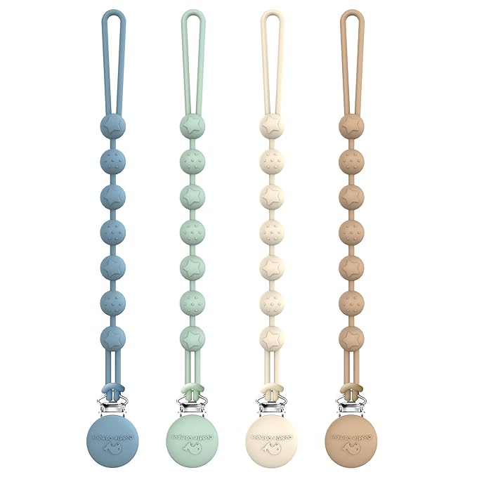 Cuddle Campus Silicone Pacifier Clip 0-6M (4 Pack) .