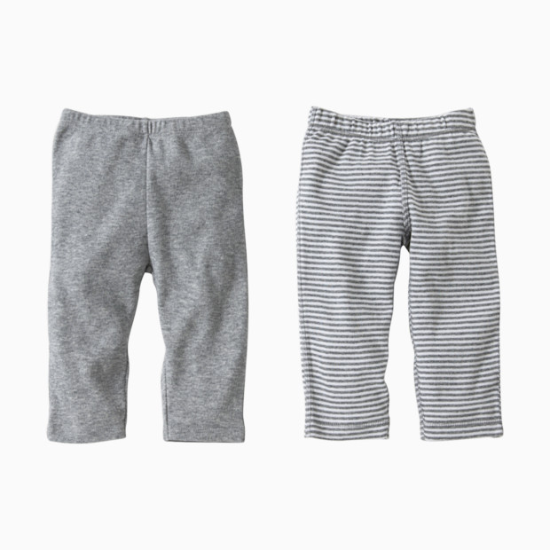 Burt's Bees Baby Organic Footless Pant (2 Pack) - Heather Grey/Stripe, 9-12 M.