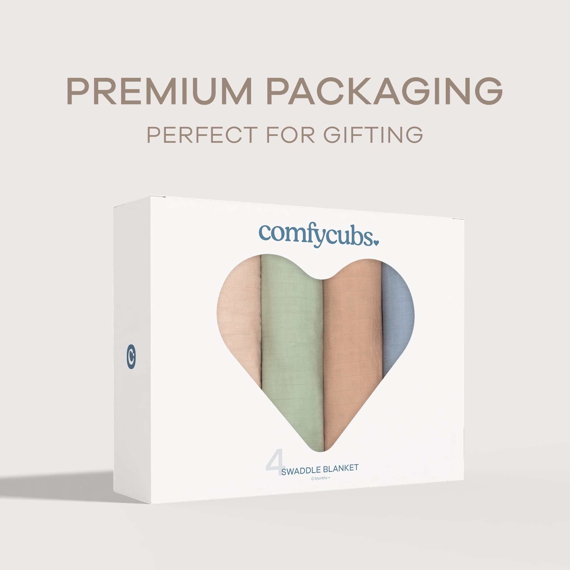 Comfy Cubs Muslin Swaddle Blankets Set (4 Pack) - Pacific, Cedar, Sage, Blush.