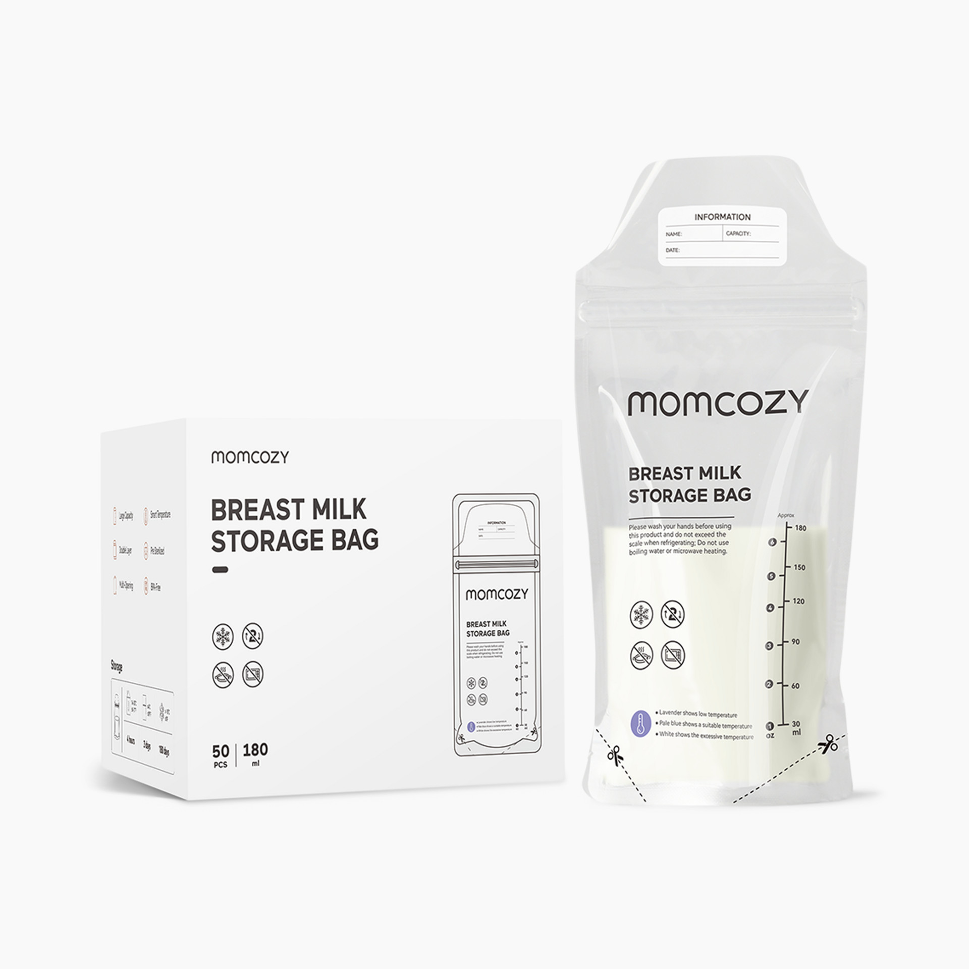Momcozy Breastmilk Storage Bags - White, 120