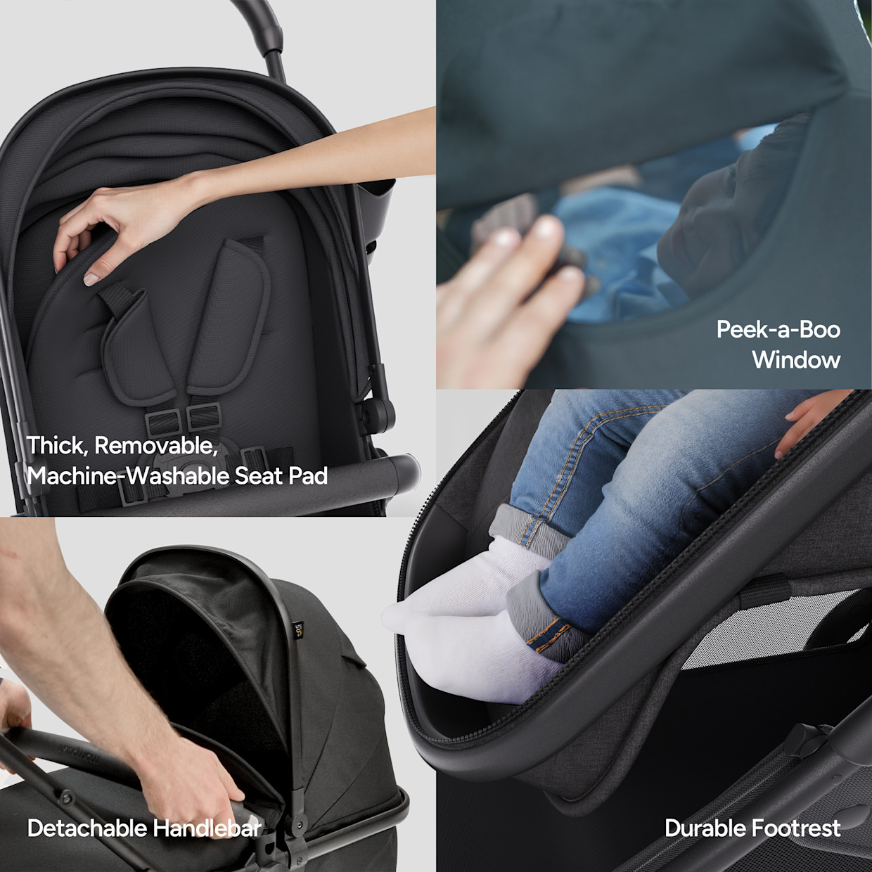 Mompush Wiz Stroller - Gray.