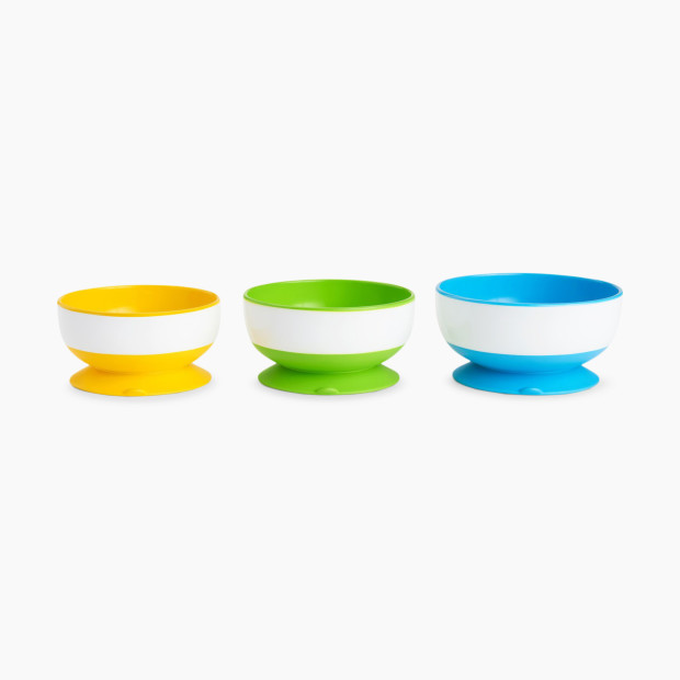 Munchkin Stay Put Suction Bowls (3 Pack) - Blue/Green/Yellow.
