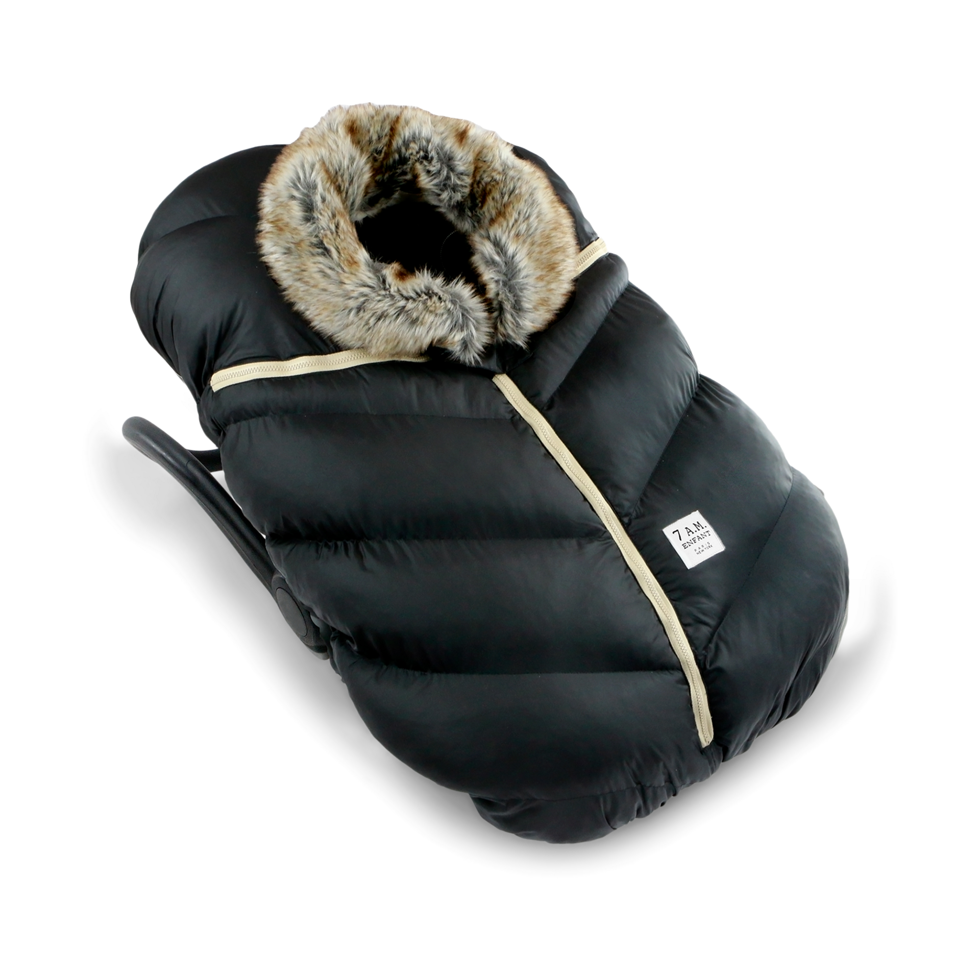 7AM Enfant Car Seat Cocoon - Black Faux Fur.